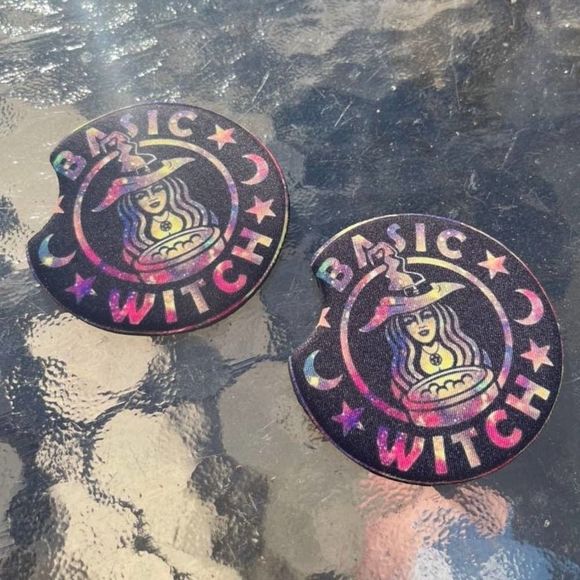 Basic Witch Car Coaster Set | Witchy Coaster Set | Witchy Car Accessories - Picture 3 of 10
